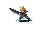 Cloud Strife's animated idle sprite from Final Fantasy Brave Exvius
